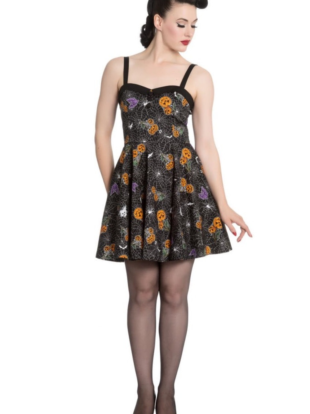 Hell Bunny Pumpkins and Webs Harlow Swing Dress